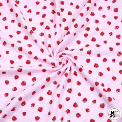 Muślin truskawki na różowym...