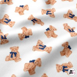 Misie z granatową kokardką...